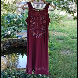 Maurice's Maroon Embroidered Midi Dress